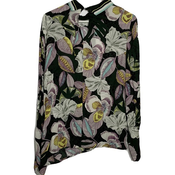 NWT Reiss Size US 6 Flora Print Blouse Black - Picture 3 of 8